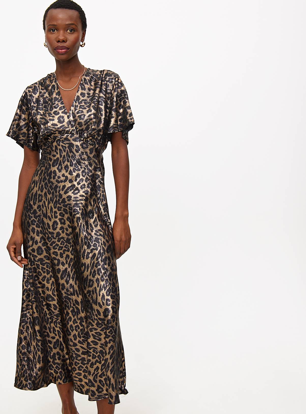 Leopard Print Satin Midaxi Tea Dress 10 - Image 1